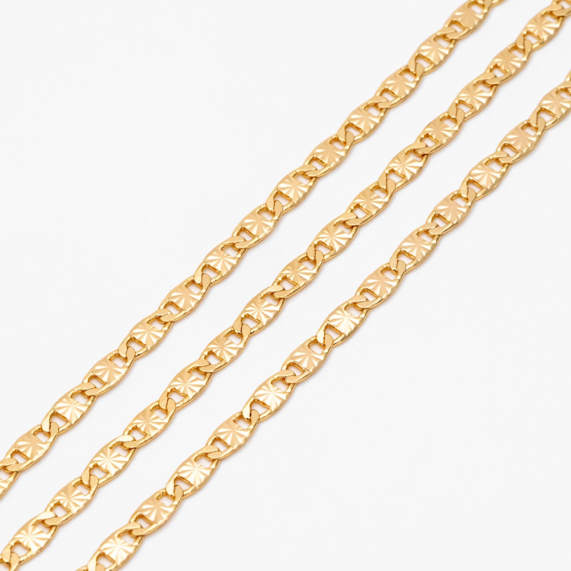 Gold plated Brass Link Chains 3mm, Floral Specialty Chains for DIY Necklace (#LK-324)/ 1 Meter=3.3 ft